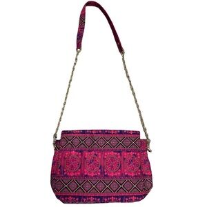 JustFab Colorful Boho Shoulder Bag with Gold Chain Strap